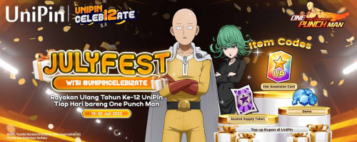 Julyfest with #UniPinCeleb12ate – Rayakan Ulang Tahun Ke-12 UniPin Tiap Hari bareng One Punch Man